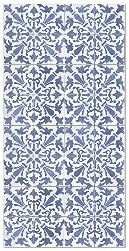 Panorama Vinyl Teppich Hydraulic Fliesen Geometrisch Blau 80x150 cm - Kitchen Floor Mat Küchenmatte - Rutschfestes Flammhemmend - Groß Teppich - Teppiche PVC von Panorama