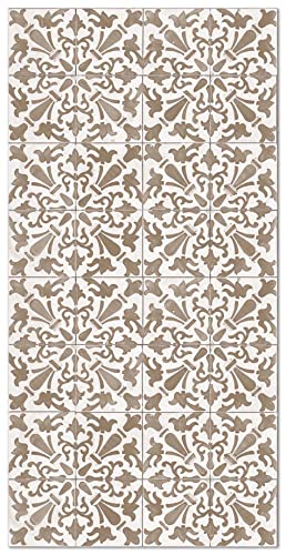 Panorama Vinyl Teppich Hydraulic Fliesen Geometrisch Braun 100x140 cm - Kitchen Floor Mat Küchenmatte - Rutschfestes Flammhemmend - Groß Teppich - Teppiche PVC von Panorama