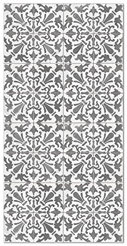 Panorama Vinyl Teppich Hydraulic Fliesen Geometrisch Grau 160x230 cm - Kitchen Floor Mat Küchenmatte - Rutschfestes Flammhemmend - Groß Teppich - Teppiche PVC von Panorama