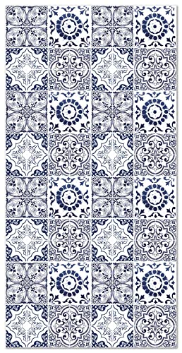Panorama Vinyl Teppich Hydraulic Fliesen Granada Blau 200x250 cm - Kitchen Floor Mat Küchenmatte - Rutschfestes Flammhemmend - Groß Teppich - Teppiche PVC von Panorama