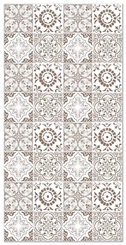 Panorama Vinyl Teppich Hydraulic Fliesen Granada Braun 120x160 cm - Kitchen Floor Mat Küchenmatte - Rutschfestes Flammhemmend - Groß Teppich - Teppiche PVC von Panorama