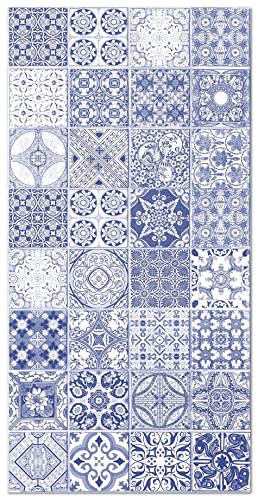Panorama Vinyl Teppich Küche Lounge - Verschiedene Größen - (Hydraulic Fliesen Jaen Blau 60x110 cm) von Panorama