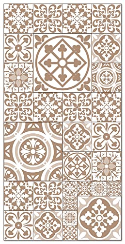 Panorama Vinyl Teppich Hydraulic Fliesen Talavera Braun 100x140 cm - Kitchen Floor Mat Küchenmatte - Rutschfestes Flammhemmend - Groß Teppich - Teppiche PVC von Panorama