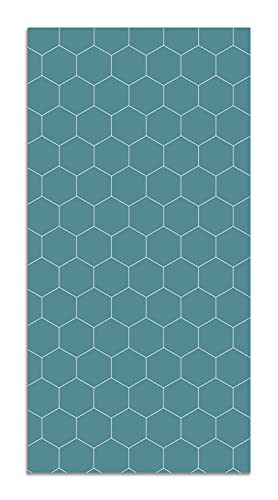 Panorama Vinylteppich Blaue Sechsecke Mosaik - 40x80 cm - Waschbar rutschfest Küchenteppich von Panorama