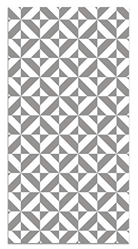 Panorama Vinylteppich Grau Geometrie - 60x200 cm - Waschbar rutschfest Küchenteppich von Panorama