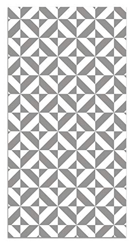 Panorama Vinylteppich Grau Geometrie - 80x300 cm - Waschbar rutschfest Küchenteppich von Panorama