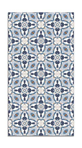 Panorama Vinylteppich Orientalische Kaleidoscope Blaue Fliesen - 100x140 cm - Waschbar rutschfest Küchenteppich von Panorama