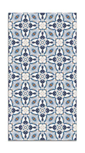Panorama Vinylteppich Orientalische Kaleidoscope Blaue Fliesen - 300x200 cm - Waschbar rutschfest Küchenteppich von Panorama