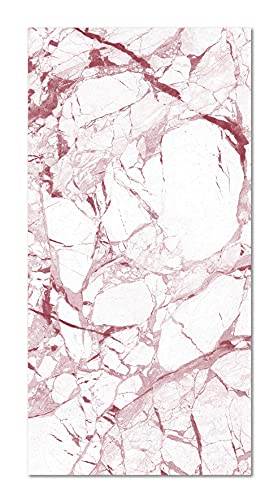Panorama Vinylteppich Weißer und Rosa Marmor - 80x300 cm - Waschbar rutschfest Küchenteppich von Panorama