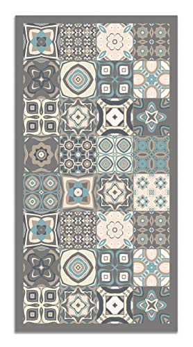 Panorama Vynilteppich Hydraulic Fliesen 3 Blau Farbe - 300 x 200 cm - Waschbar rutschfest Küchenteppich von Panorama