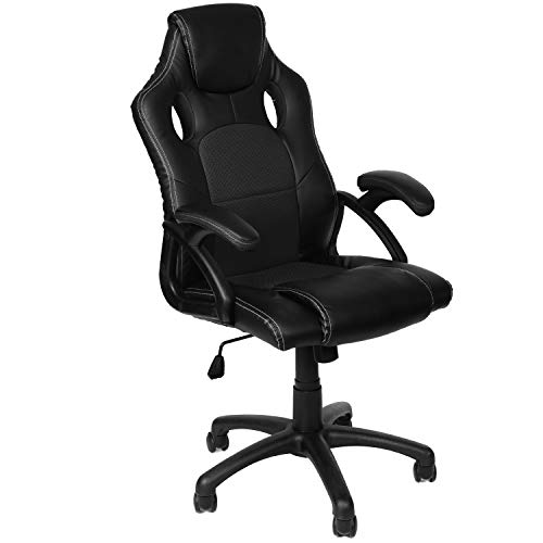 Panorama24 Gamer Stuhl Gaming Schreibtischstuhl Chefsessel Bürostuhl Ergonomisch, Schwarz, 9 Farbvarianten, gepolsterte Armlehnen, Wippmechanik, belastbar bis 150 kg, Lift TÜV geprüft von Panorama24