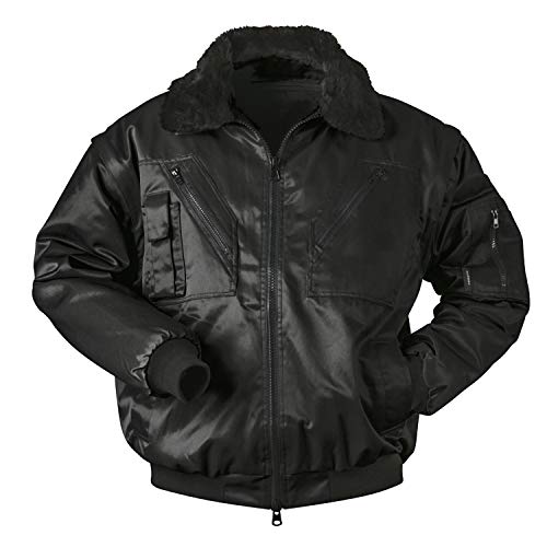 Panorama24 Pilotenjacke Arbeitsjacke Herren, 4 in 1 - Kragen und Ärmel abnehmbar, Winterjacke Bau Jacke, Größe XXL (schwarz) von Panorama24