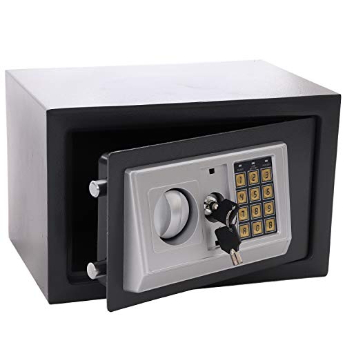 Panorama24 Tresor Safe mit Elektronik-Zahlenschloss 31x20x20cm LED-Anzeige Stahlbolzen, grau, inkl. 4 Batterien, Möbeltresor Wandtresor Wandsafe Home von Panorama24
