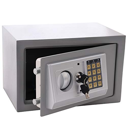 Panorama24 Tresor Safe mit Elektronik-Zahlenschloss 31x20x20cm LED-Anzeige Stahlbolzen, silbergrau, inkl. 4 Batterien, Möbeltresor Wandtresor Wandsafe Home von Panorama24