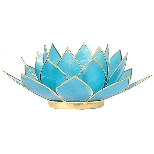 Capiz Lotus Licht Hellblau 5e Chakra Goldrand - 13.5 cm von Panotophia