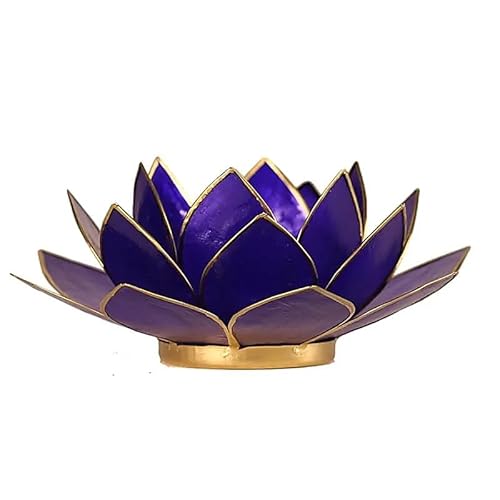 Capiz Lotus Licht Indigo 6e Chakra Goldrand - 13.5 cm Capiz Lotus Licht Indigo 6e Chakra Goldrand - 13.5 cm von Panotophia