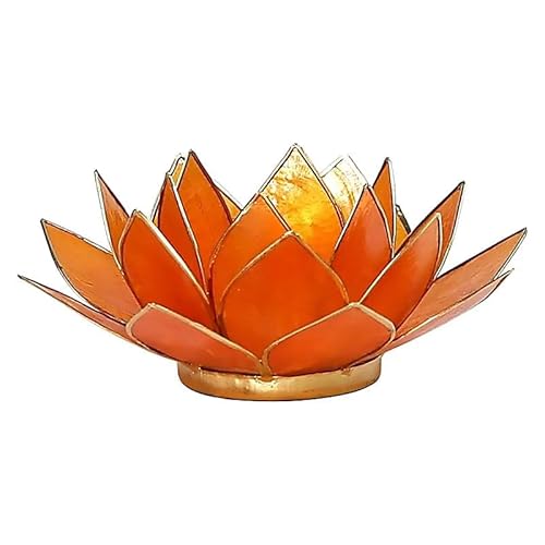 Capiz Lotus Licht orange Chakra 2 Goldrand - 13.5 cm von Panotophia