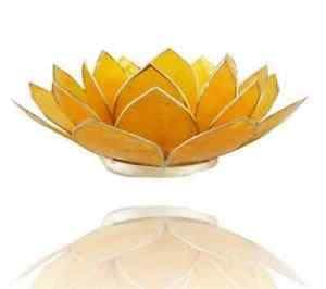 Chakra Lotus Licht, Capiz Teelicht citringelb von Panotophia