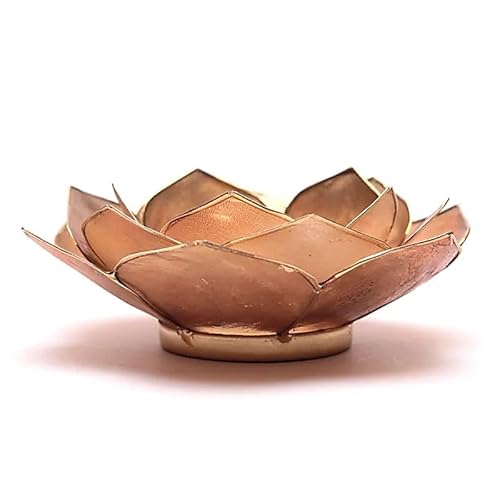 Lotus Teelichthalter rauchig/beige mit Goldrand - 13,5 cm Lotus Teelichthalter rauchig/beige mit Goldrand - 13,5 cm von Panotophia