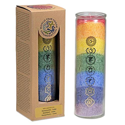 7 Chakra Kerze Chakren Glaskerze Ritualkerze mit ätherischen Ölen 7 Chakra Kerze Chakren Glaskerze Ritualkerze mit ätherischen Ölen von Panotophia
