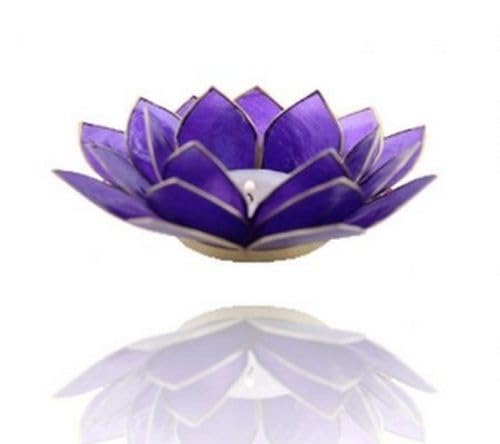 Chakra Lotus Licht, Capiz Teelicht Tanzanit-Indigo von Panotophia