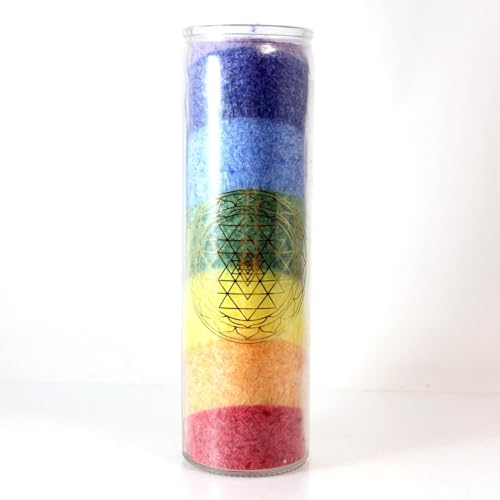 Panotophia Glaskerze Sri Yantra Regenbogen 7 Chakra Ritualkerze Altarkerze von Panotophia