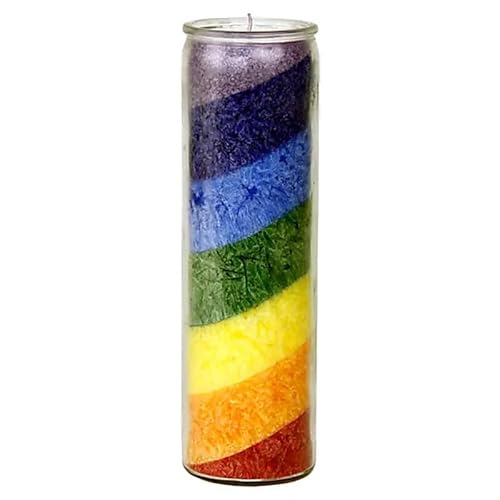 Panotophia Stearinkerze Regenbogen duftneutral - 21x6.5 cm Glaskerze Ritualkerze Panotophia Stearinkerze Regenbogen duftneutral - 21x6.5 cm Glaskerze Ritualkerze von Panotophia
