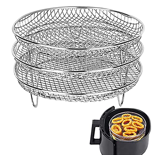 Pansy 3-stufiger Edelstahl Dehydrator Stand für Luftfritteuse | 3-stufiger Drahtständer | Grillständer für 4.2QT – 5.8QT Air Fryer von Pansy