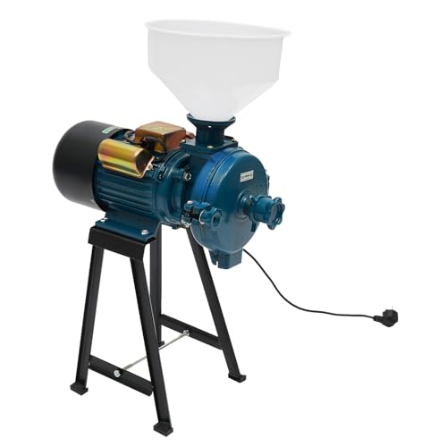 2200W Elektrisch Getreidemühle Kornmühle mit Trichter für Getreide 1400U/min für Mais Gerste Weizen Usw (Blau1) von PansyWind