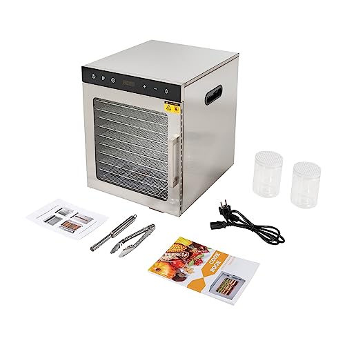 Dörrautomat Edelstahl 800W mit 10 Tabletts Großraum Dörrgerät mit LED-Display und Temperaturregelung (36L) von PansyWind
