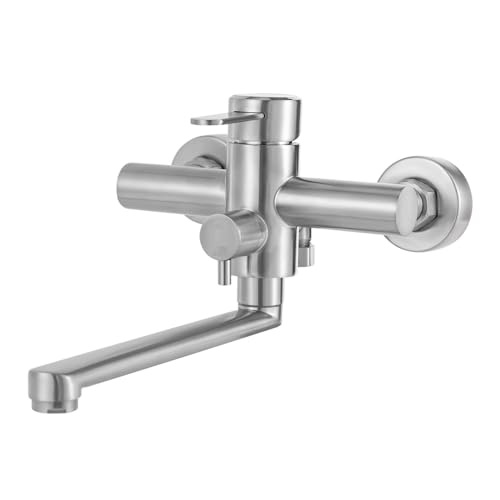Wandarmatur Wasserhahn Wandmontage Drahtziehente Küchenarmatur mit Spritzpistole Ausziehbare Küchenwasserhahn aus Edelstahl 304 mit 360° Drehung Wandmontage von PansyWind