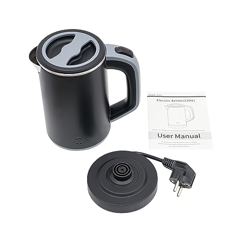 Wasserkocher 800ML Edelstahl Reisewasserkocher 600W 5 Minuten Schnell auf 100°C Tragbarer Wasserkocher (Schwarz) von PansyWind