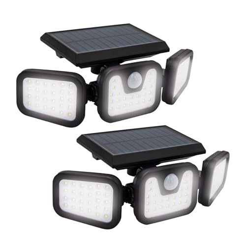 Panta TrioSolar - Doppelpack - LED-Solar Aussenleuchte mit Sensor- energiesparende Solarlampe mit starkem Akku - 74 LEDs & 600 Lumen Leuchtkraft - mit Bewegungsmelder, Abschaltfunktion & Tageslicht von Panta