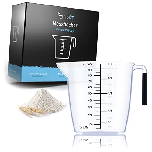 Panteer® Messbecher 1L BPA-frei – Hitzebeständig und Spülmaschinenfest bis 90°C – Ideal für Küche & Backen – Kunststoff Messbecher von Panteer