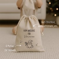 Nikolaus Säckchen Personalisiert Mit Name "Wichtel" | Geschenkbeutel Weihnachten Für Kinder Nachhaltiger Nikolausbeutel Wichtel Motiv von Pantersie