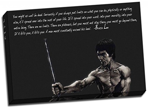 Große Bruce Lea Inspiration qoute 2 Leinwand Druck Poster, 24 x 16 Inches (61cm x 41cm) von Panther Print
