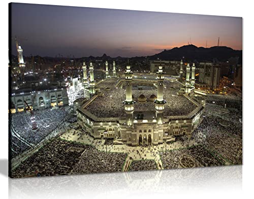 Islamische Kunst, Mekka bei Nacht, Leinwandbild, Kunstdruck., A0 91x61cm (36x24in) von Panther Print