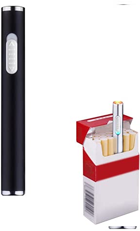 Mini USB-Feuerzeug, wiederaufladbar, winddicht, flammenloses elektronisches Plamsa-Feuerzeug, tragbar, schwarz von Pantheraa