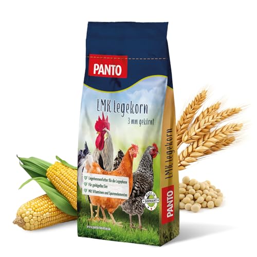 PANTO Hühnerfutter Legemehlkorn LMK 25 kg – gekörntes Legehennenfutter für die Legephase, Futterpellets für Hühner – Alleinfuttermittel für goldgelbe Eier von PANTO