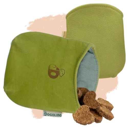 Pantolinos DOGOLINO® Leckerli-Beutel für Hunde aus Leder - Leckerlitasche - Leckerlibeutel mit Kotbeutelspender - Futterbeutel für Hundetraining - Kleiderschutztasche (Grün, Basic) von Pantolinos