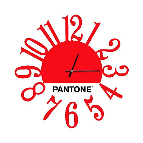 Pantone by Homemania Homemania Link Runde Wanduhr für Wohnzimmer Küche Büro Rot Weiß Schwarz Metall 40 x 0,15 x 40 cm, Maße des Produkts: L40xP0,15xA40 cm, 0,7 kg von Homemania