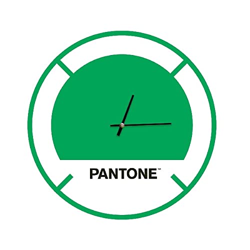 Pantone by Homemania Homemania Drive in Runde Wanduhr für Wohnzimmer, Küche, Büro, grün, weiß, schwarzes Metall, 40 x 0,15 x 40 cm, Maße des Produkts: L40 x P0,15 x A40 cm, 1 kg von Homemania