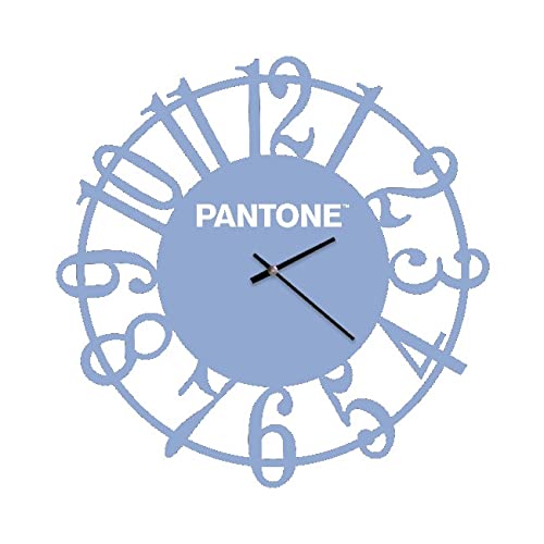 Pantone by Homemania Homemania Wanduhr, rund, für Wohnzimmer, Küche, Büro, Blau, Weiß, Metall, 40 x 0,15 x 40 cm, Dimension du Produit: L40xP0,15xA40 cm, 0,8 kg von Homemania