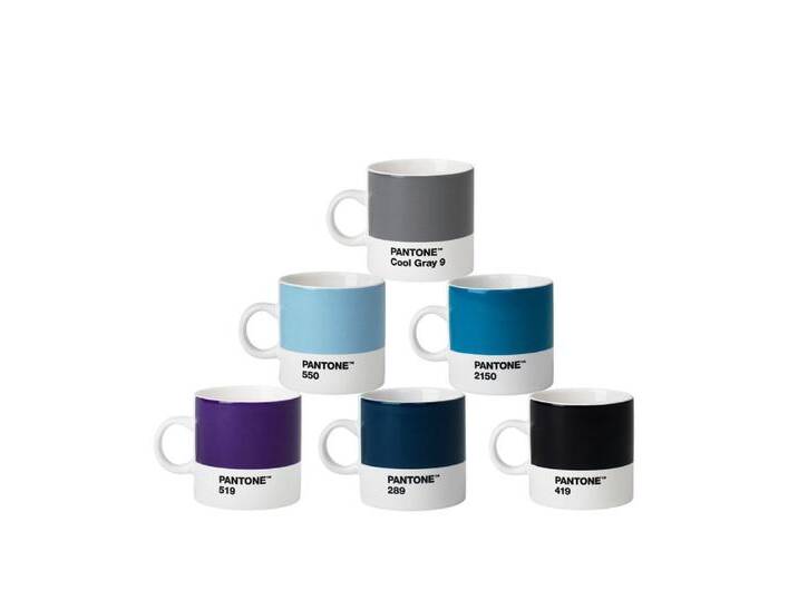 PANTONE Kaffeeservice, Porzellan Espressotasse 6er-Set, 120 ml, blau, Set No.6 - Blautöne von Pantone