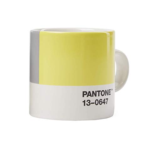 Pantone Porzellan Espressotasse, dickwandig, spülmaschinenfest, 120ml, Illuminating 13-0647 & Ultimate Gray 17-5104, 18582 von Pantone