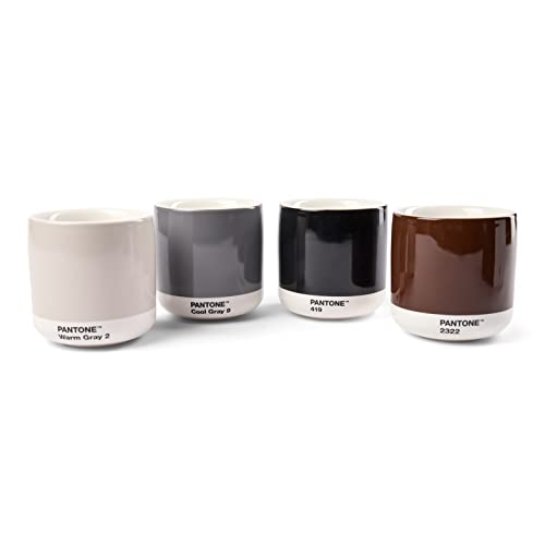 PANTONE Porzellan Latte Macchiato Thermobecher, 220ml, 4er-Set: Warm Gray 2 C, Cool Gray 2 C, Brown 2322, Black 419 C von Pantone