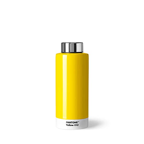 PANTONE Trinkflasche, doppelwandiger rostfreier Edelstahl mit Thermo-Funktion, auslaufsicher, 500 ml, Yellow 012 von Pantone