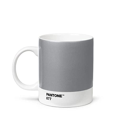 Pantone Porzellan Becher, Kaffeetasse 375 ml, mit Henkel, spülmaschinenfest, silber, 1 Stück (1er Pack) von Pantone