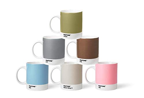 Pantone BecherSet2 Porzellan Becher 6er-Set, 6 Kaffeetassen à 375 ml, Coffee, mit Henkel, spülmaschinenfest, Pastell-und Metallfarben, Pastell & Metall von Pantone