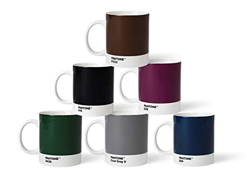 Pantone BecherSet3 Porzellan Becher 6er-Set, 6 Kaffeetassen à 375 ml, Coffee, mit Henkel, spülmaschinenfest, Naturfarben von Pantone